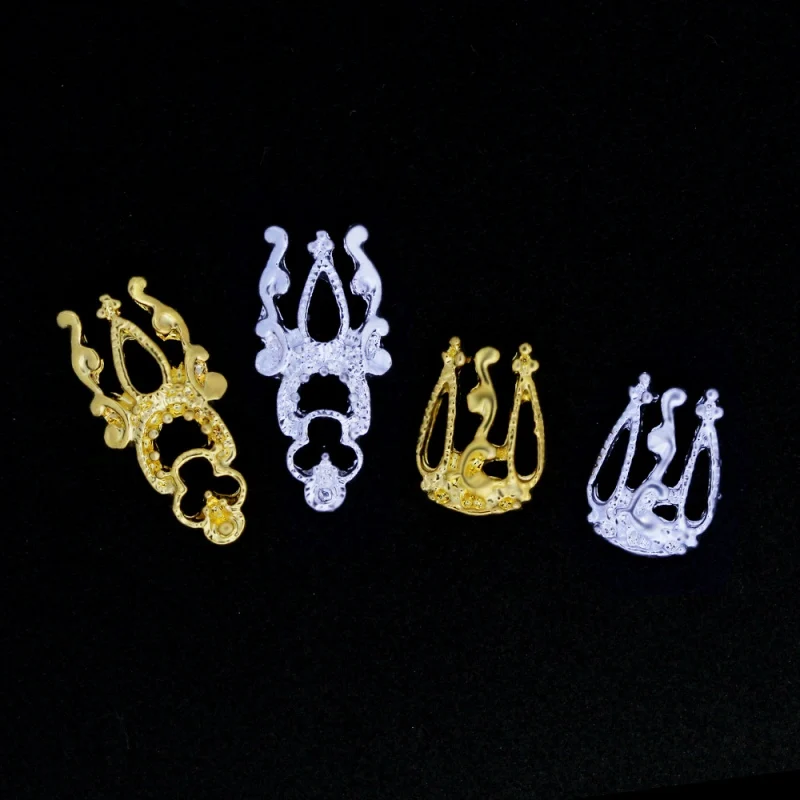 Популярные золотые и серебряные украшения для ногтей из 3d сплава металлические