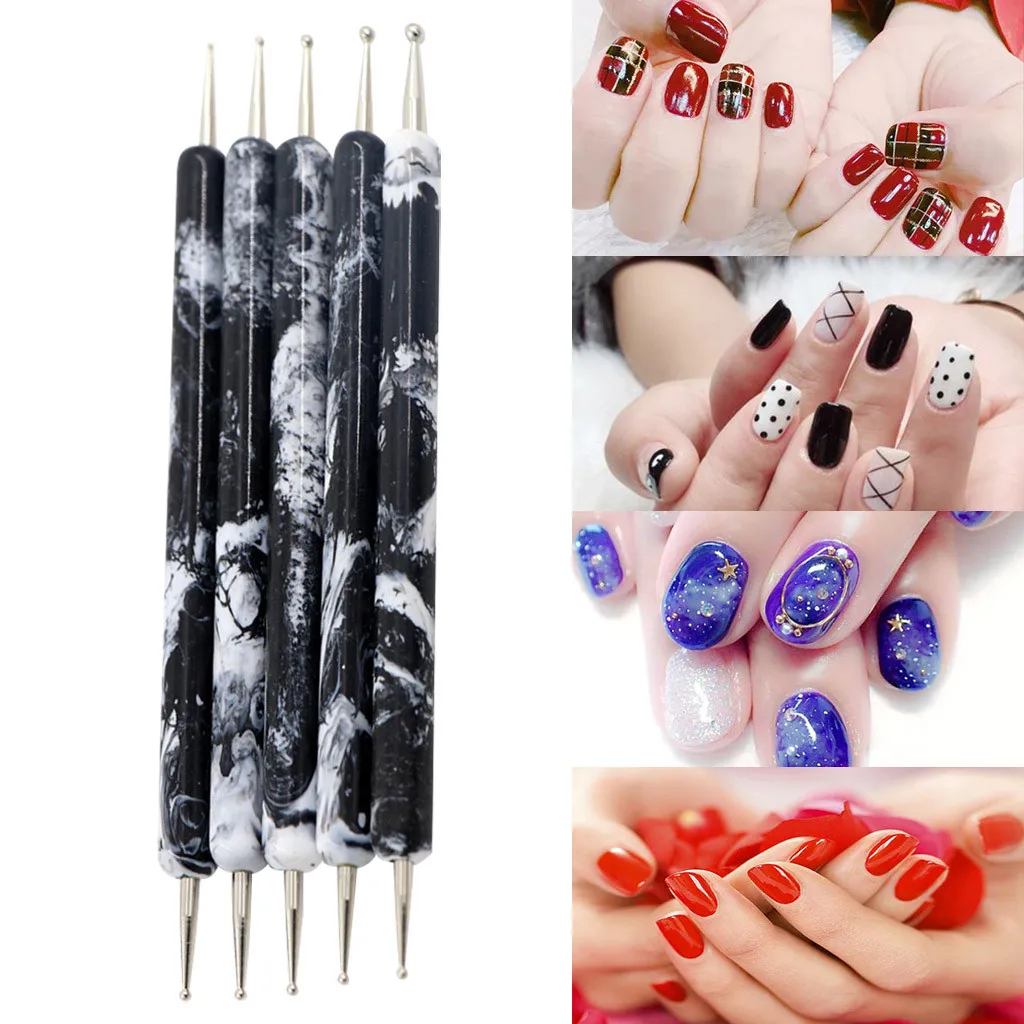 Модная 5 шт. ручка для дизайна ногтей рисования спиральная Силиконовая с двойной