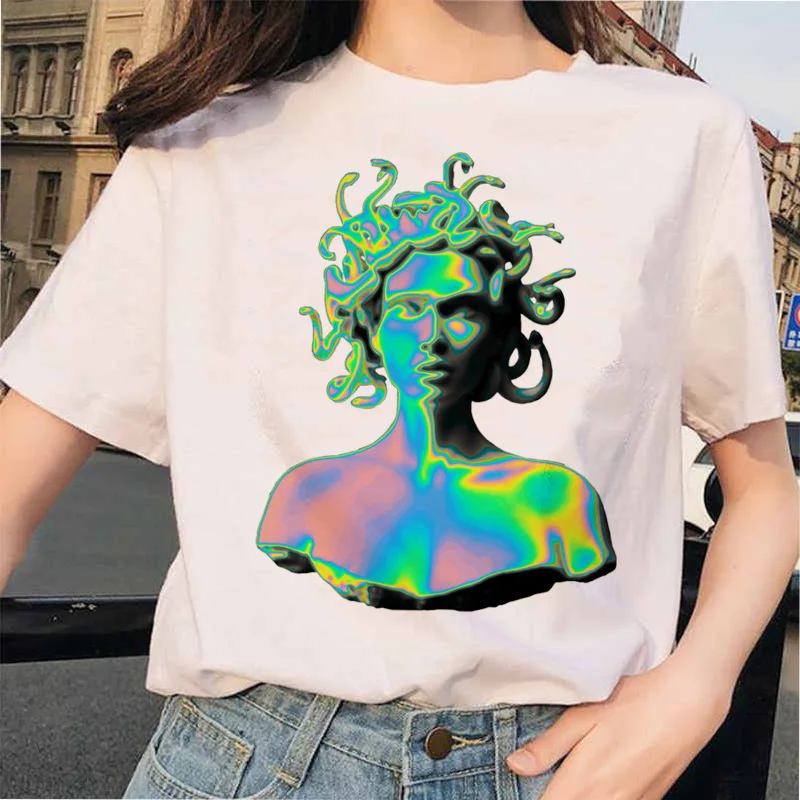 Michelangelo Vaporwave Футболка женская футболка женская Давид каваи корейский harajuku Графический ulzzang 90s эстетические рубашки - Цвет: 5311