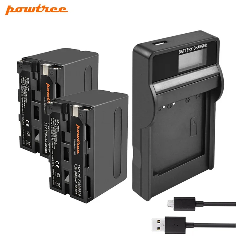 Powtree для sony NP F960 F970 F950 цифровой Камера Батарея + USB Зарядное устройство MVC FD90 FD91
