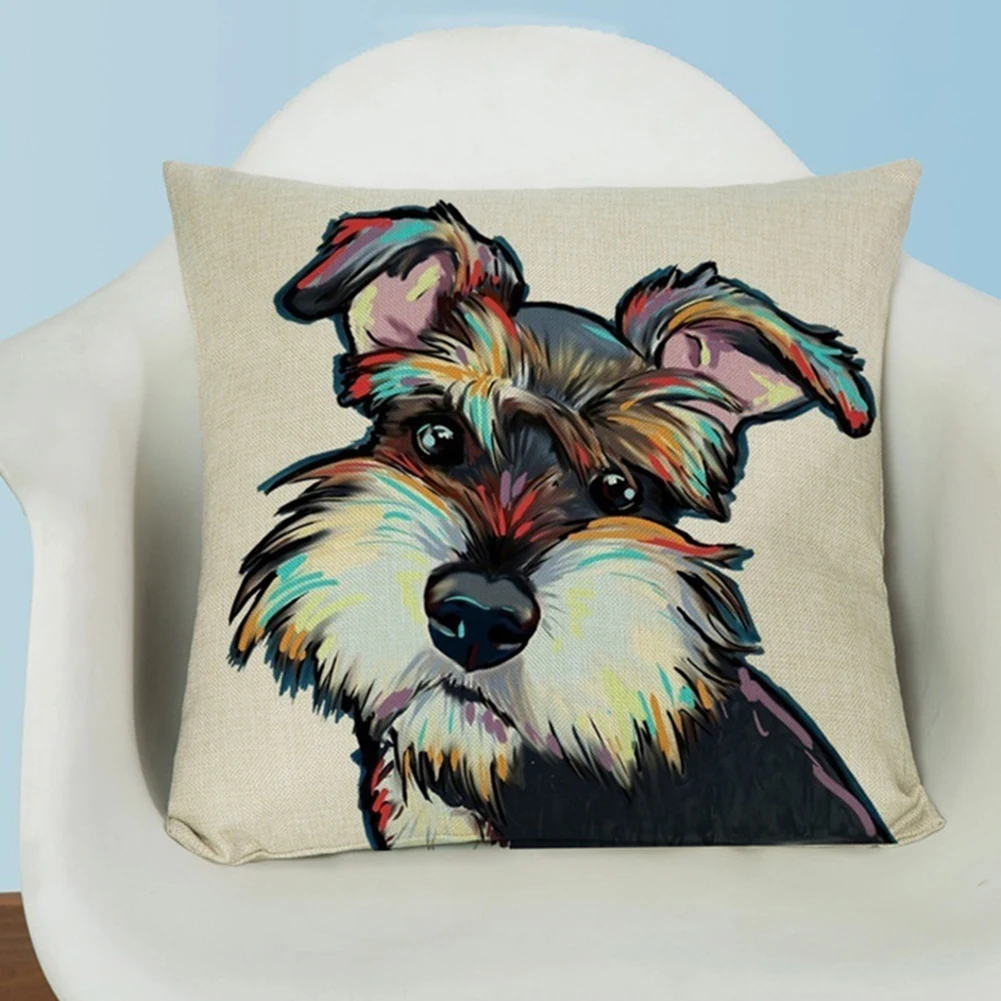 Милый чехол для диванной подушки с принтом собаки 45*45 льняной телефона