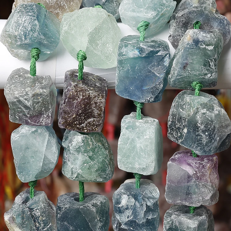 Natural Raw Rough Ametyst Citrin e Crystal Quartz 40cm Strand about 15 Beads Chunky Nugget Unpolished Drusy Rock Central Drilled