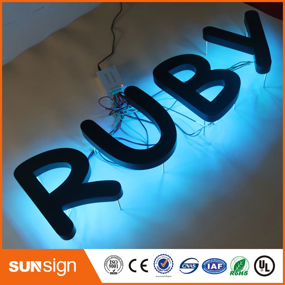 Черная окрашенная металлическая светодиодная подсветка RGB|backlit letters|led backlit