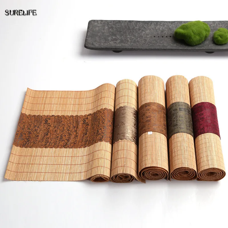 Vintage Chinese Style Bamboo Table Runner Tea Mat Tea Set Accessories Tablecloth For Wedding Dining Room Party Decorations