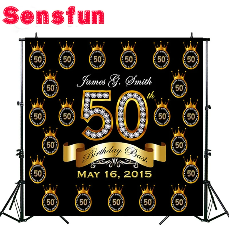 Sensfun черный фон Повтор и шаг 50 й день рождения пользовательские фоны фотостудия