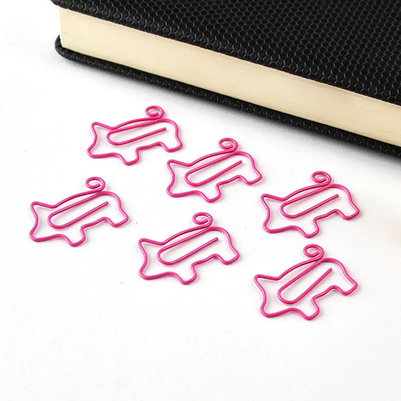 

10pcs/lot Cute Pig Pink Bookmark Paper Clip Hollow Out Metal Binder Clips Scrapbooking School Office Home Supplies Sewing Tools