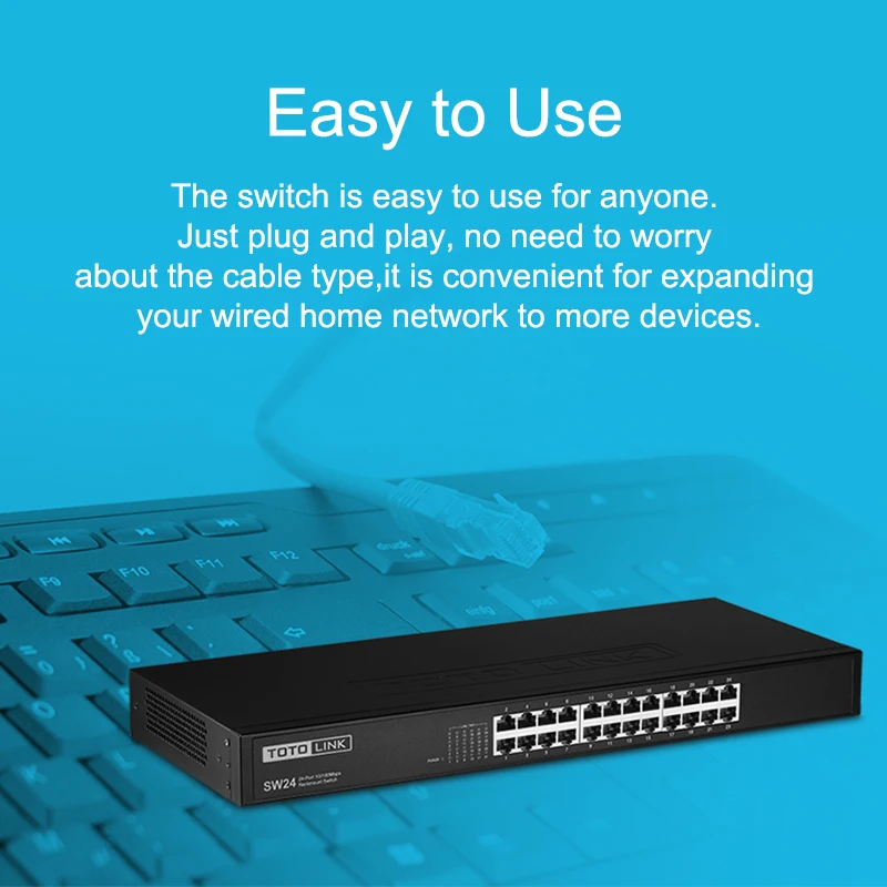 TOTOLINK SW24 24 Порты переключатель автоматическое согласование RJ45 10/100 Мбит/с Fast Ethernet