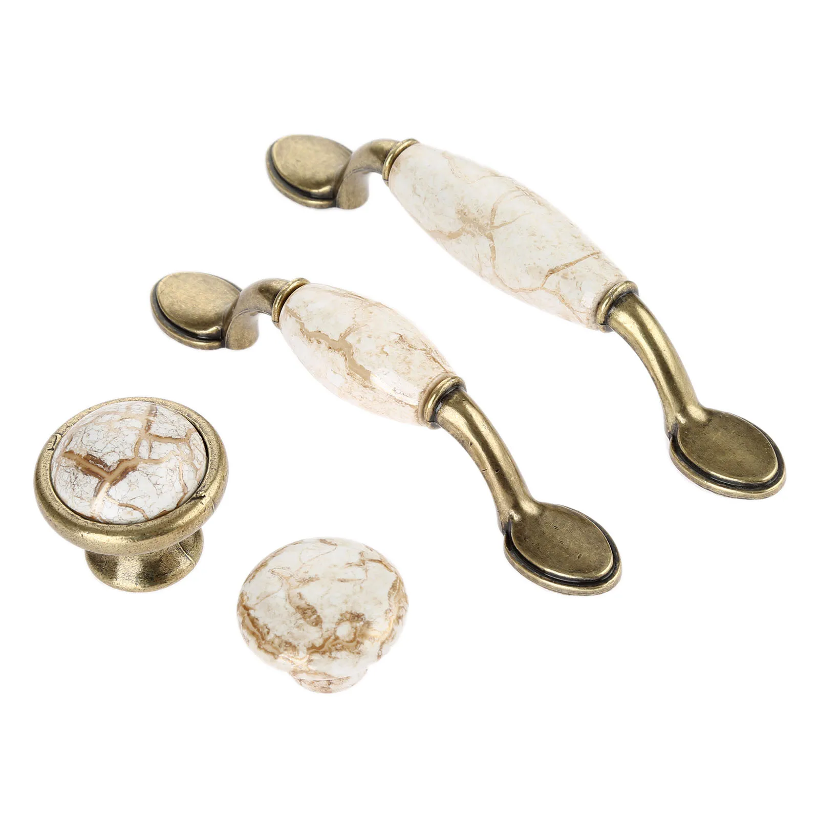 1 шт. антикварные бронзовые керамические белые ручки для шкафа ящика из цинкового