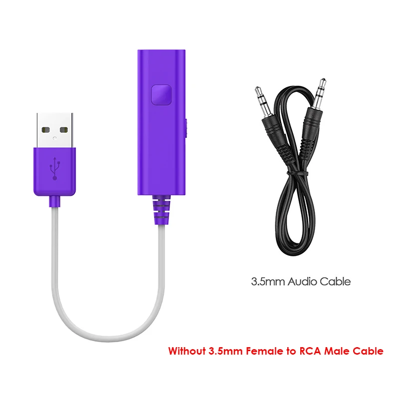 Purple No RCA Cable VIKEFON Bluetooth аудио приемник передатчик 3,5 мм разъем AUX RCA MP3 музыкальный автомобильный комплект беспроводной динамик наушники USB адаптер для телевизора - Цвет: Purple No RCA Cable