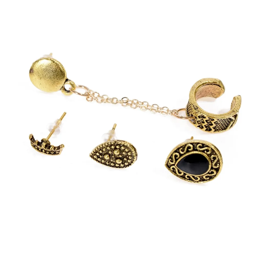 4PC/Set Women Fashion Vintage Geometric Crown Water Drops Ear Earrings Set | Украшения и аксессуары
