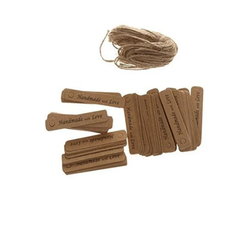100 шт./упак. крафт бумага шнур для этикеток бумажная карта подходит подарочной