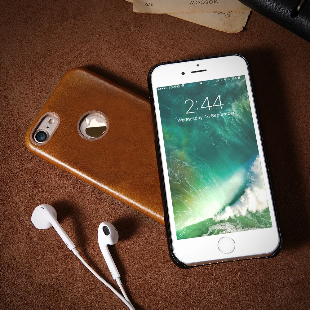 FLOVEME брендовые чехлы из натуральной кожи для iPhone 6 S 6s Plus 7 металлический логотип