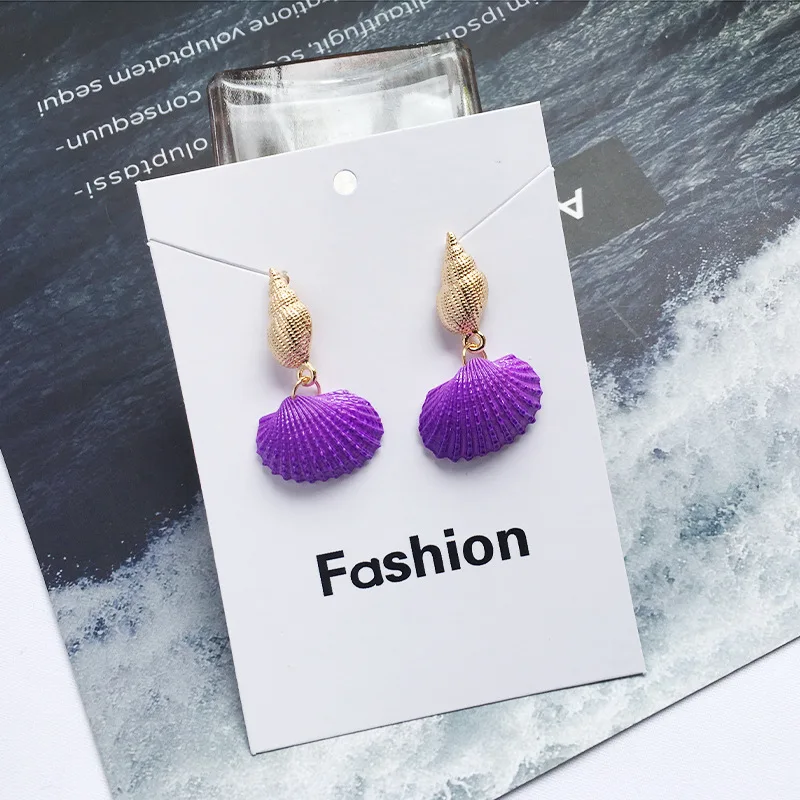 Romantic Resin Colorful White Blue Pearl Shell Drop Earrings Simple Cute Brincos Unique Mermaid Jewelry | Украшения и аксессуары