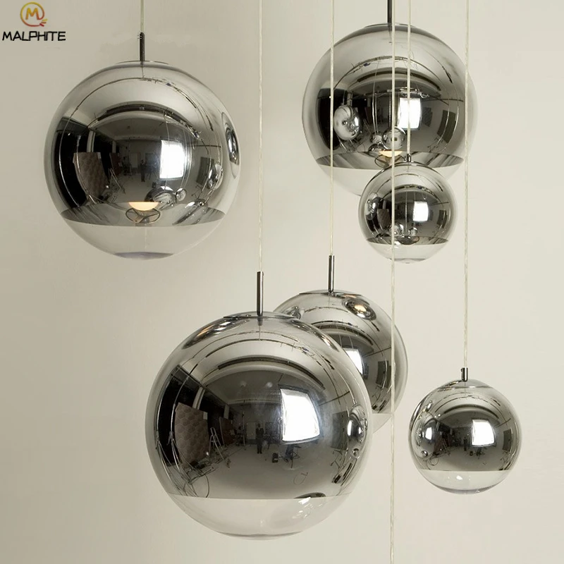 

Современный подвесной светильник в виде золотого стеклянного шара, лампа с серебряным гальваническим покрытием, декоративное освещение дл...