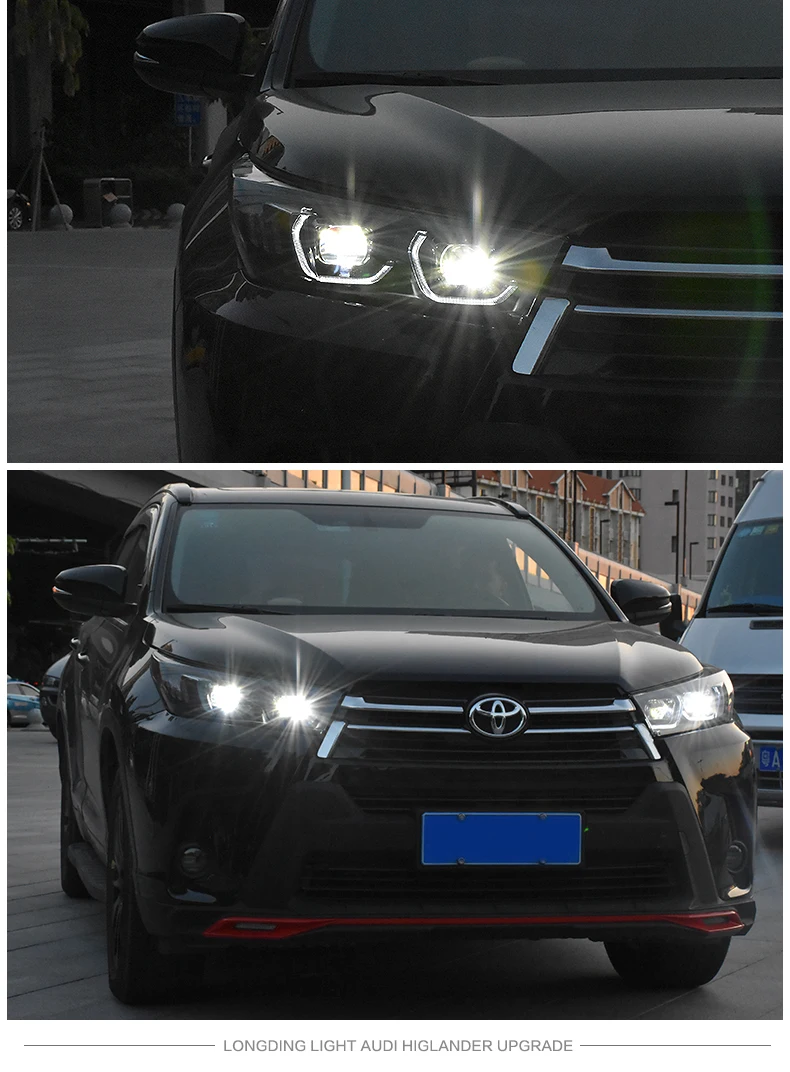 Автомобильный Стайлинг для фары Toyota highlander Kluger/highlander все светодиодный задний фонарь светодиодный DRL динамический сигнал поворота