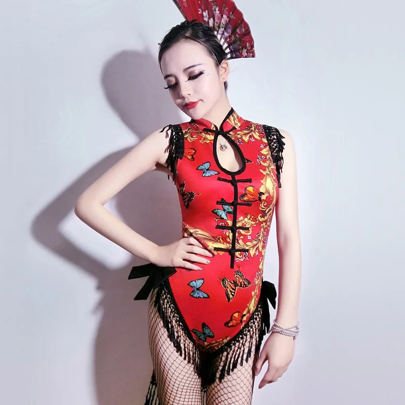 Женский костюм Ципао соблазнительный с кисточками в японском стиле|sexy female costume|sexy