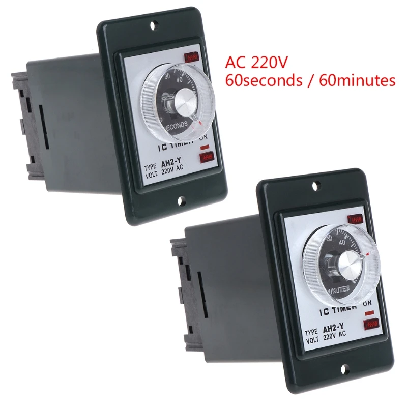 0-60 seconds/minutes Power On Delay Timer Time relay w socket base AC 220V AH2-Y  - buy with discount