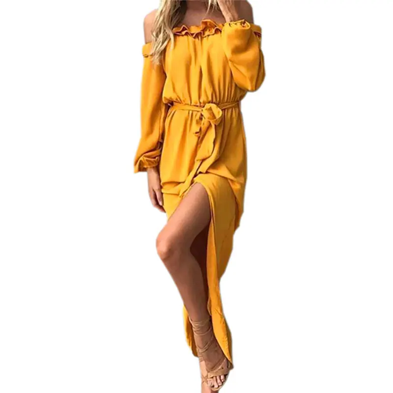 Лето 2019 Boho Длинное Платье Макси женское сексуальное бандаж голые плечи платья