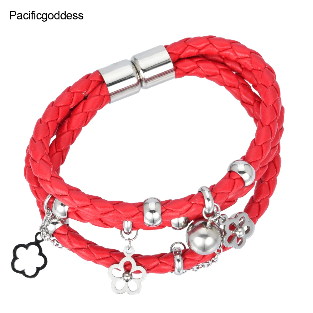 Браслет и браслеты четыре цвета на выбор кожаный браслет из нержавеющей стали