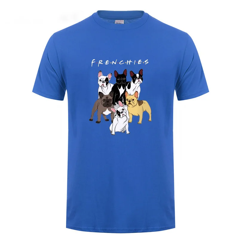 Футболка с принтом Французский Bulldog Frenchies для мужчин и женщин хлопковая забавная