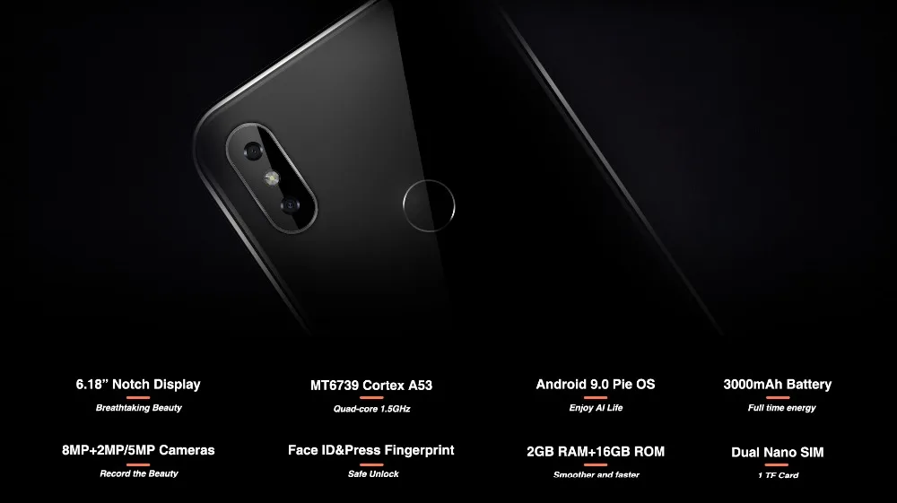 OUKITEL C13 Pro 5G/2,4G WIFI 6,1" 19:9 2 ГБ 16 ГБ Android 9,0 мобильный телефон MT6739 Четырехъядерный 4G LTE смартфон Face ID 3000 мАч