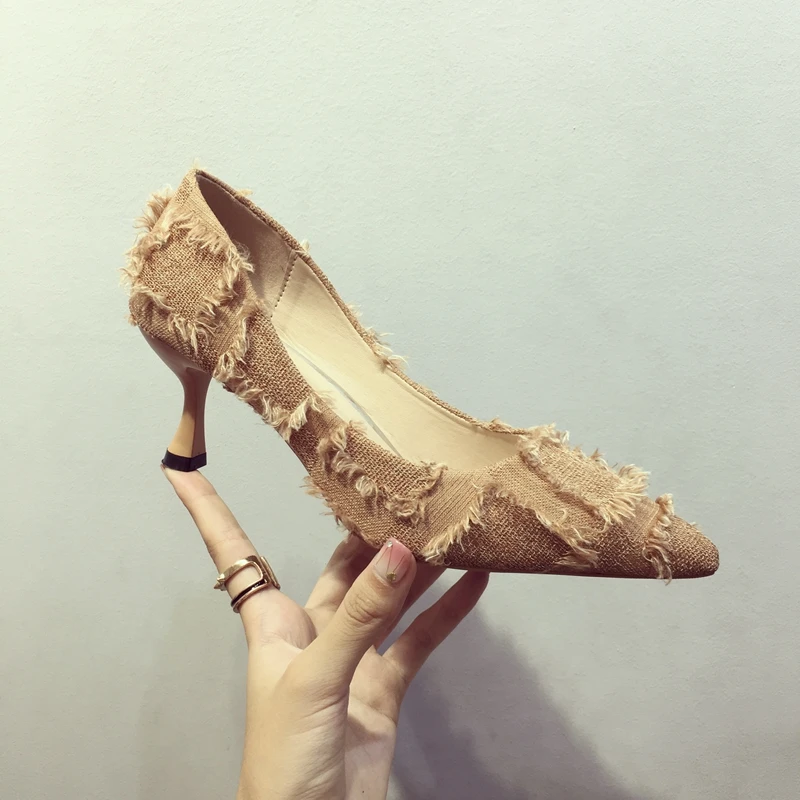High heels female summer 2018 new wild fashion black stiletto shallow pointed single shoes women's sexy personality | Обувь