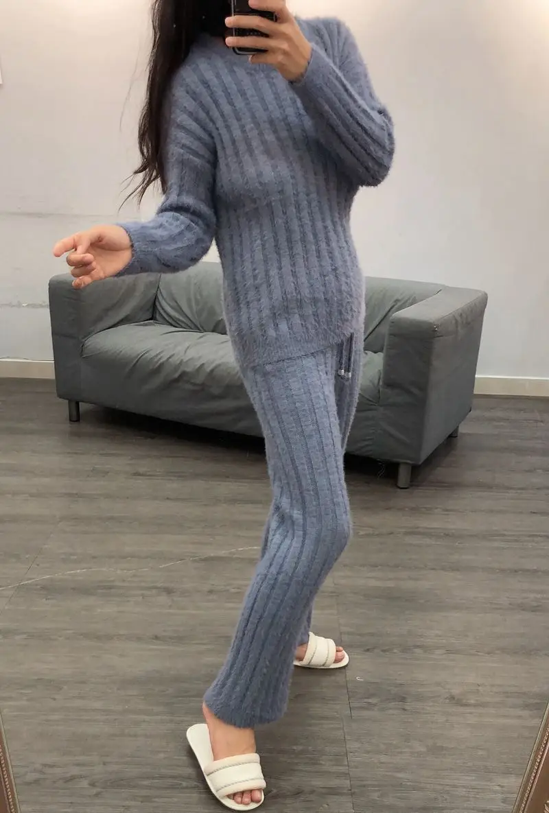 

Домашний костюм 2020, осенне-зимний женский пижамный комплект, можно носить на улице, плюшевый свободный удобный женский комплект из двух пре...