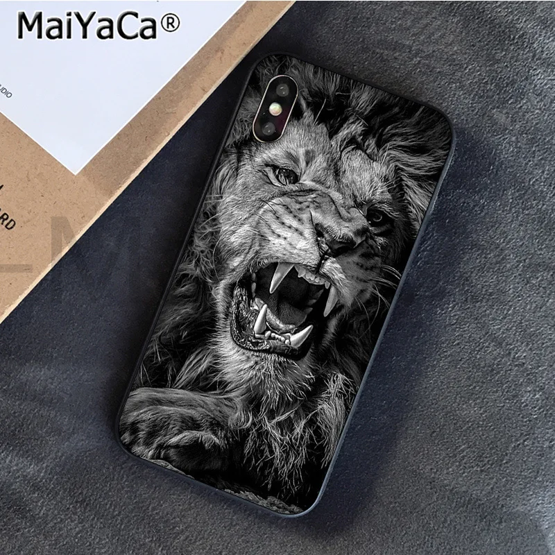 MaiYaCa Animaux Лев новое поступление черный сотовый Чехол для телефона для iphone 11 pro 6S 6plus 7plus 8 8Plus X Xs MAX 5S XR - Цвет: A15