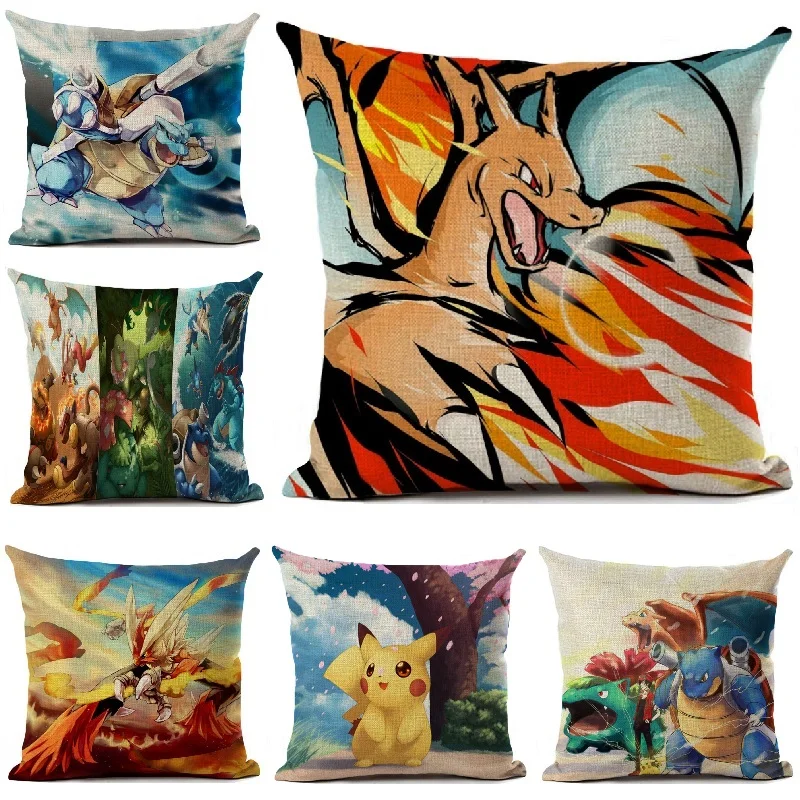 Чехол для подушки Pokemon льняная наволочка с мультяшным принтом автомобильные