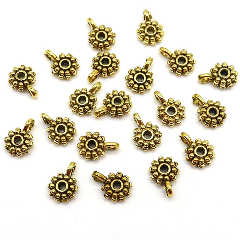 Gold 20 шт./лот, античные бусины золотого/серебряного цвета, 12 мм, круглые металлические бусины для рукоделия, браслетов, ювелирных изделий - Цвет: Gold