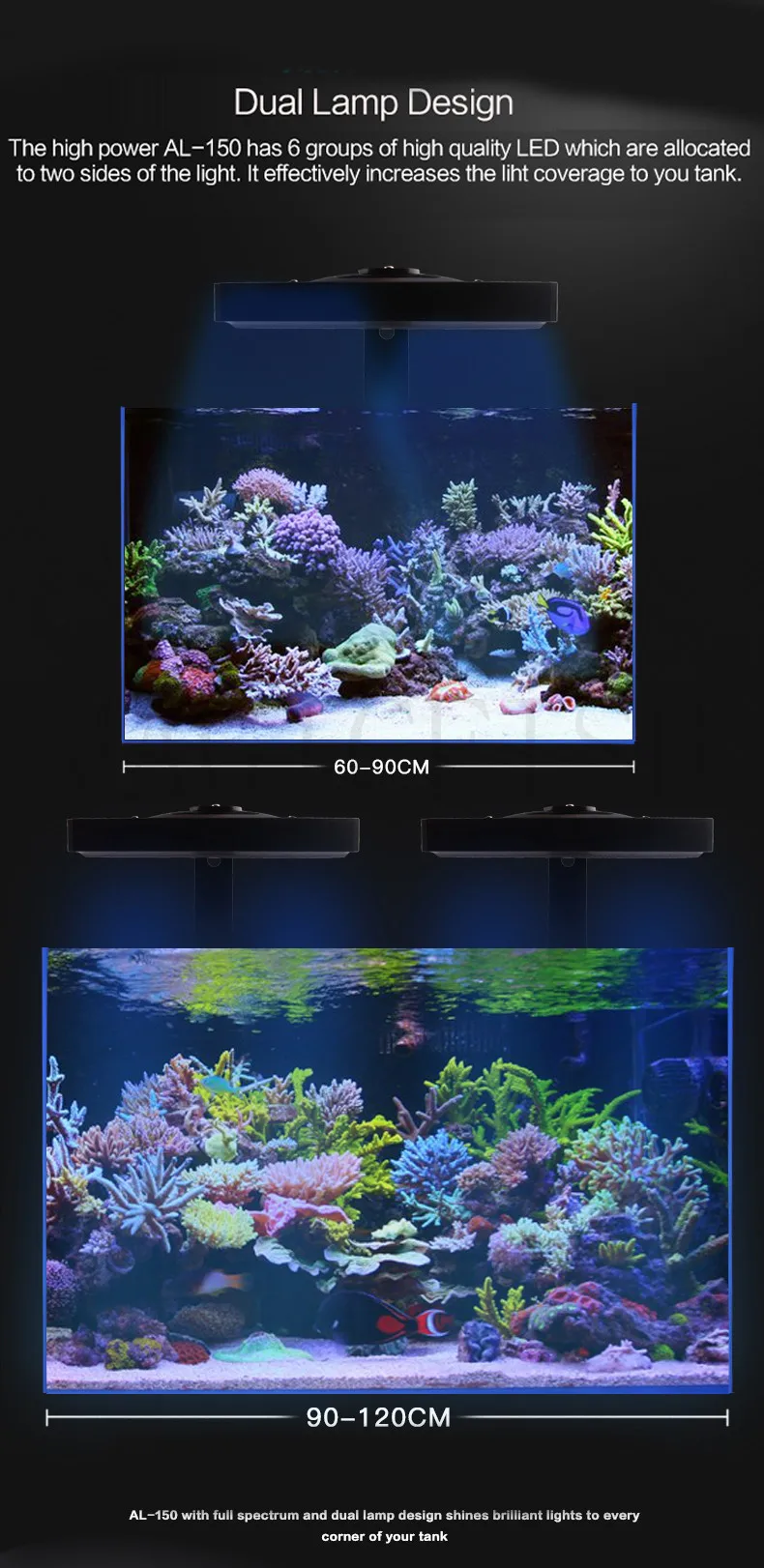 Jebao Jecod AK60 AK80 AL150 Clip-on Стиль плотная матрица аквариум SPS морской аквариум Коралловый рифовый светодиодный светильник AK-60 AK-70 AL-150
