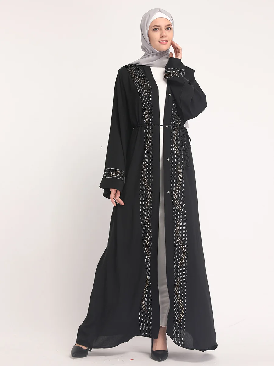 Роскошный мусульманский кардиган, украшенный бусинами, abaya, длинное кимоно, длинные халаты, Jubah, Дубай, Ближний Восток, Арабский исламский наряд