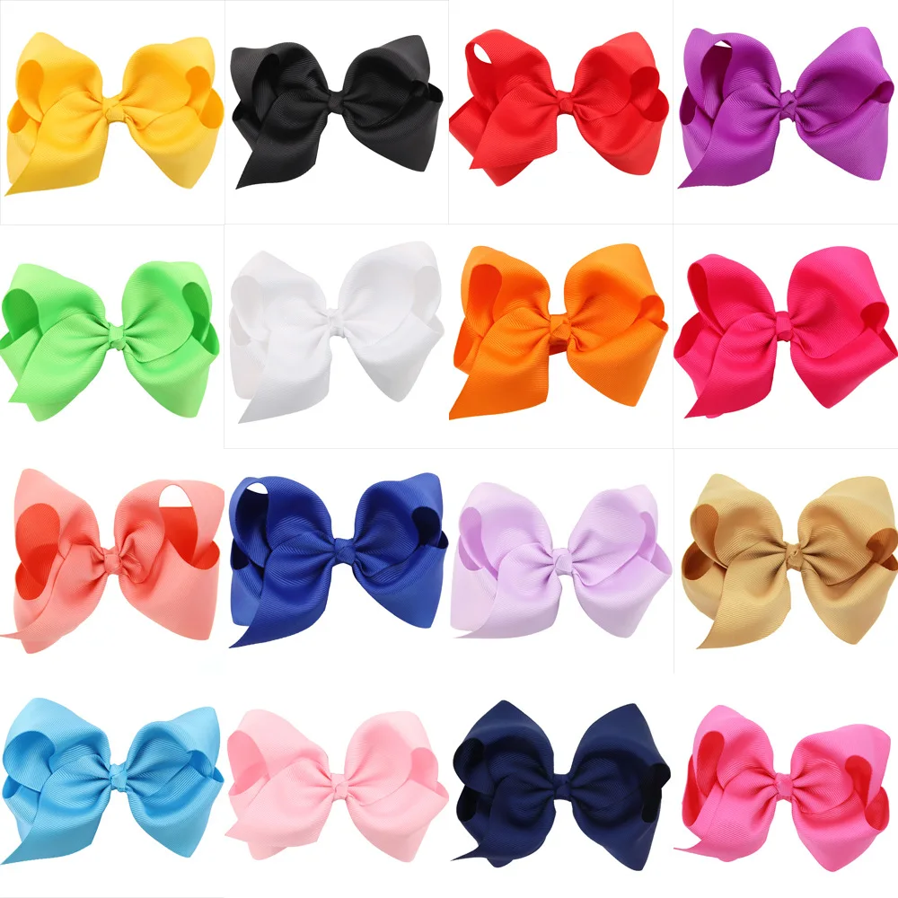 10pcs/lot 5 Inch Big Hair Bow Girls Solid Ribbon Bows With Clip Boutique Hairpin kids Accessories |