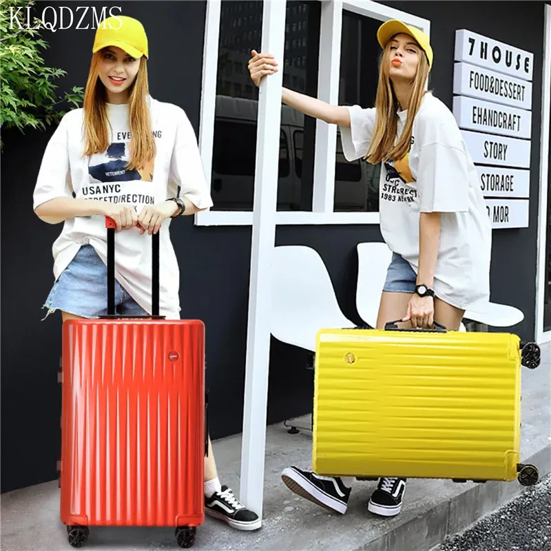 

KLQDZMS Travel luggage 20/24/26/29inch large capacity aluminum frame rolling luggage spinner trolley bags wheels