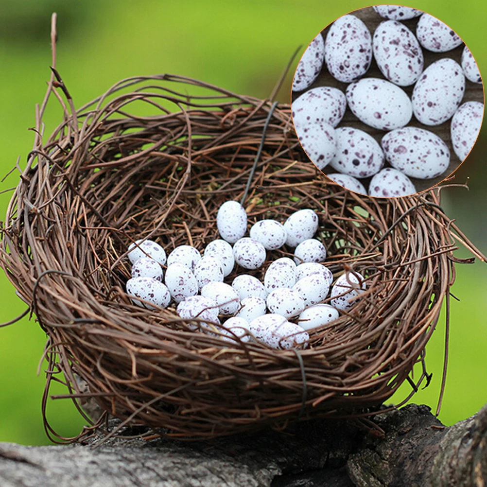 

6 Pcs Eggs 1 Nest Fairy Garden Miniature Figurine Toys Crafts DIY Accessories Artificial Birds Nest Simulation Eggs Model