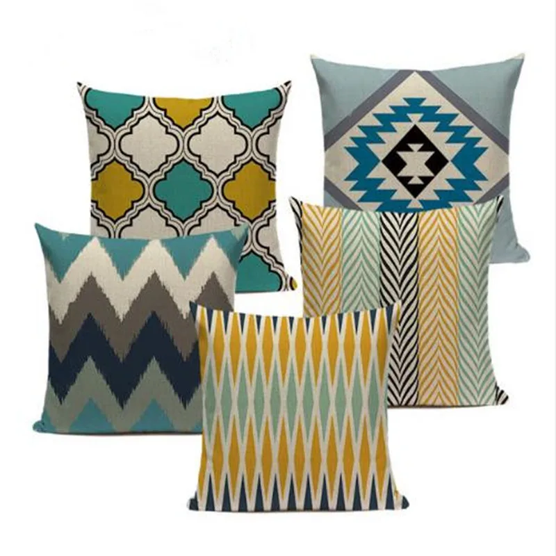 

covers for cushion Colorful Modern Geometric Print FabricArt Luxury Car Pillows Square Seat Car Decor Printed Pillow Case Cover