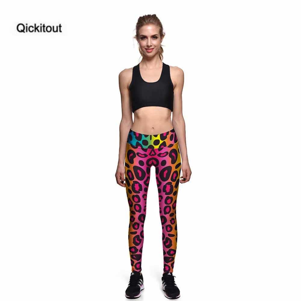 Qickitout леггинсы Для женщин пикантные новые Цвет leopard3D с принтом штаны высокой