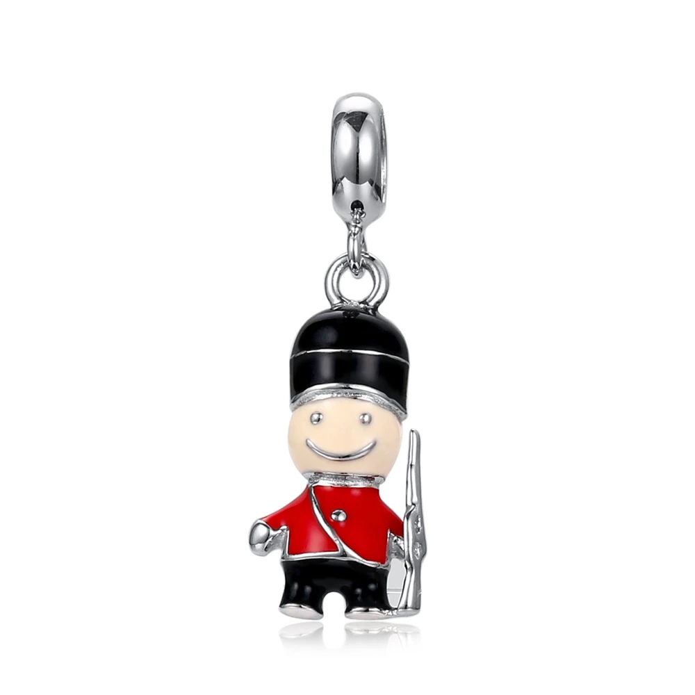 Английский флаг бусины/двухэтажный автобус/солдат 925 пробы серебро бусины Подходит Pandora браслет DIY для женщин браслеты с подвесками