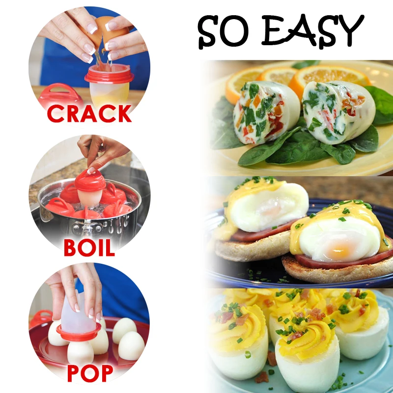 Горячая 1 компл./6 шт. силиконовые Egglettes яйцо Плита формы без оболочки для