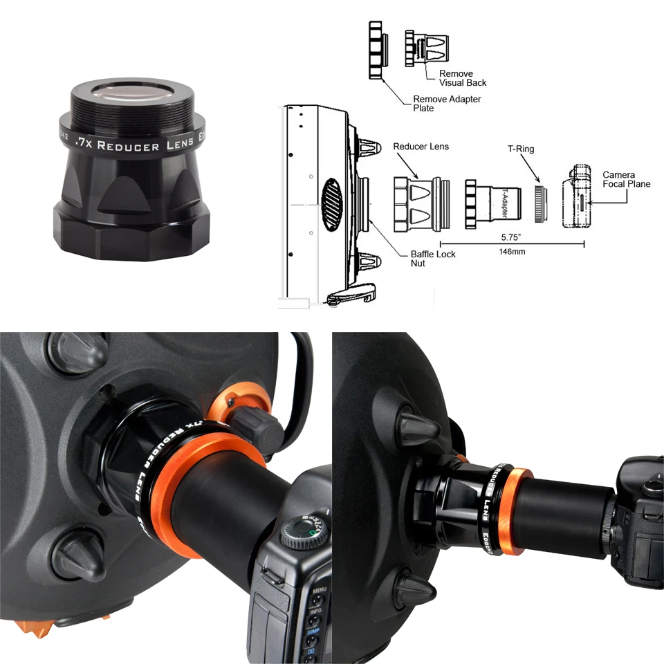 Объектив-редуктор Celestron 0.7X 1 25 дюйма аксессуары для астрономического телескопа HD8