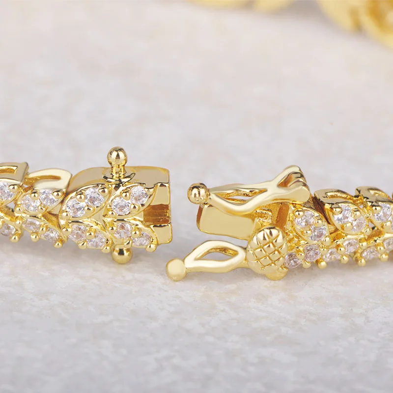 Dazz Роскошный Полный инкрустация Циркон большое ожерелье чокер серьги браслет