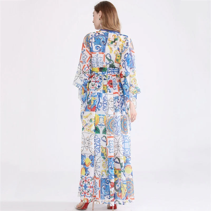 2019 летнее дизайнерское платье для подиума с цветочным принтом v образным вырезом