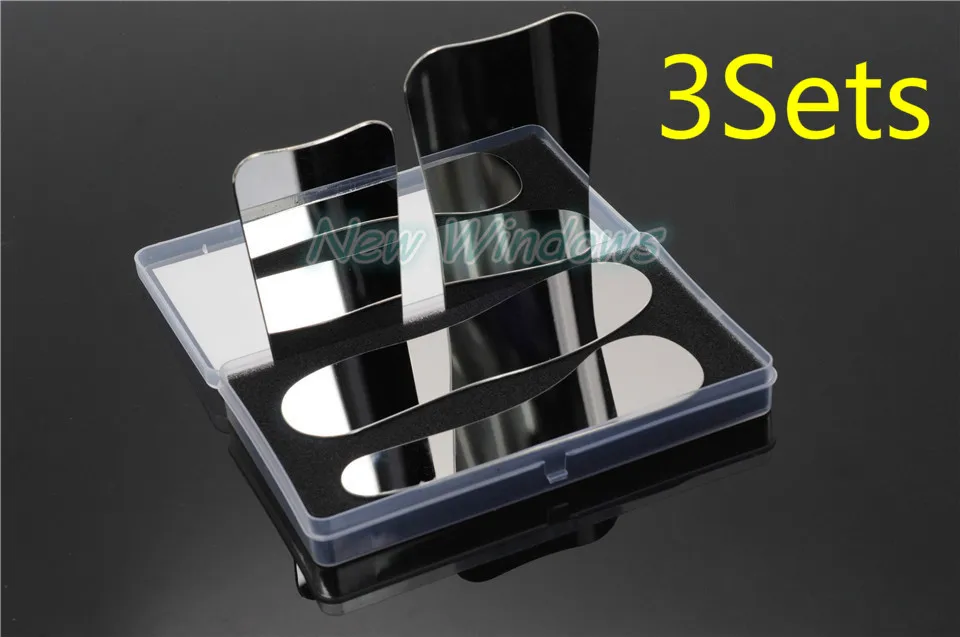 3Sets Oral Clinic Stainless Steel Photographic Mirror Reflector For Dental Lab