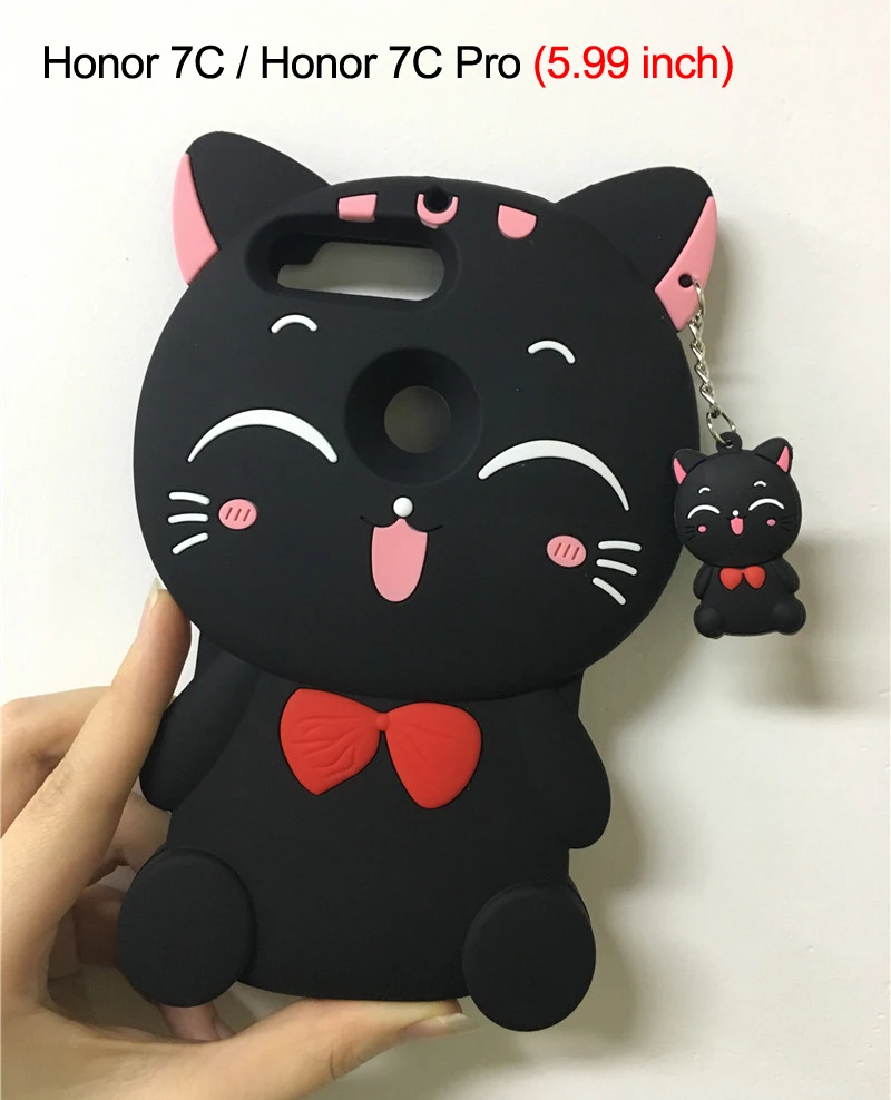 3D Мягкий силиконовый чехол для телефона с котом для huawei Honor 7A 7C Pro 7S Y9 Y5 Y6 Y7 Prime Nova 3 3i 3I Honor Play мультяшная задняя крышка