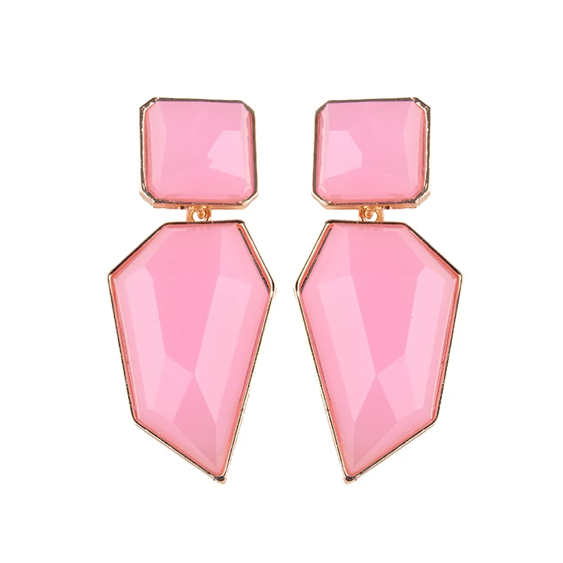 Pink 21 Girlgo ZA модные розовые полимерные акриловые цветочные Висячие серьги для женщин, свадебные ювелирные изделия, подарки для девушек, висячие серьги, популярные ins - Окраска металла: Pink 21