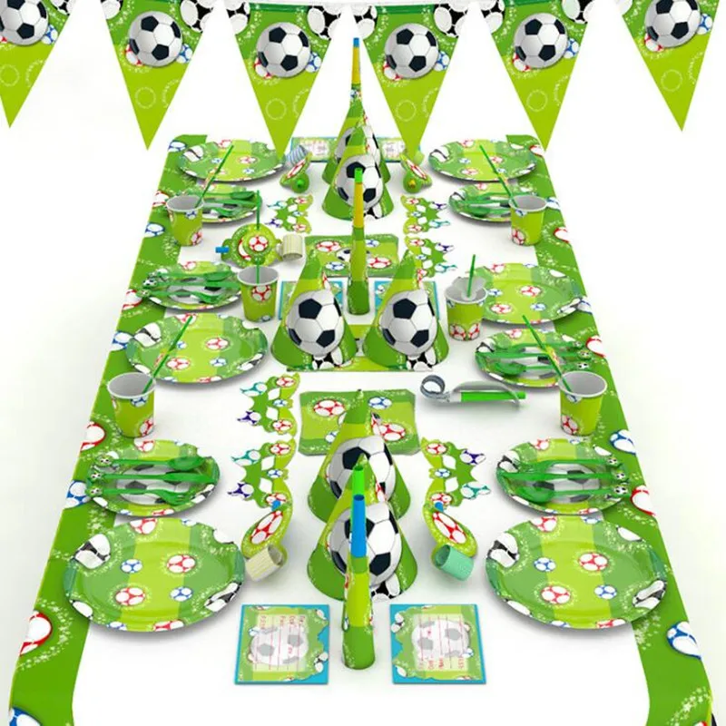 Brand Disposable Tableware Sets Football Theme Birthday Wedding Get-together Party Snack Candy Cake Plates Knife Kids | Дом и сад