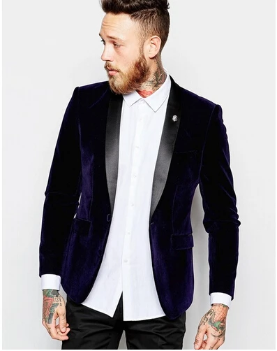 Custom made Slim Fit Groomsmen purple velvet Groom latest coat pant designs Tuxedos Men Suits Wedding Best Man(Jacket+Pants+Tie) | Мужская