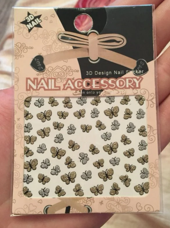 3D наклейки для ногтей все украшения слайдеры Золотая Бабочка клей дизайн