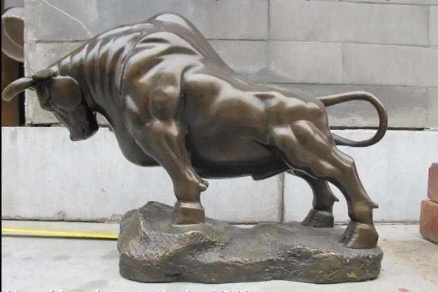 Chinese Pure Bronze statue Classic Wall Street GOOD LUCK OX Art Sculpture | Дом и сад