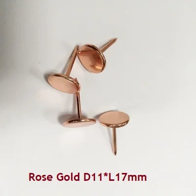 Rose D11L17MM 200 шт./лот, цветная роза, красный, черный, белый, синий, розовый, зеленый, Плоская Круглая обивка, гвоздь, шпилька, булавка для украшения мебели, дивана, двери - Цвет: Rose D11L17MM